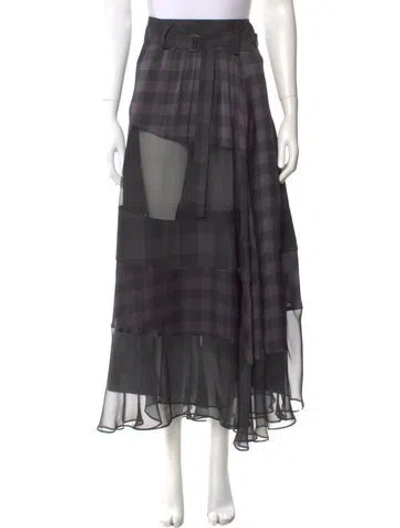 Pre-owned Sacai Plaid Print Long Skirt In Gray