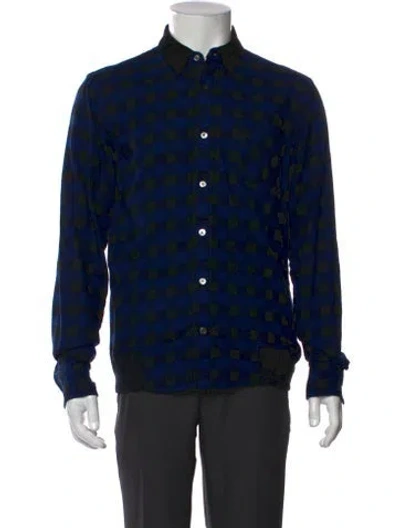 Pre-owned Sacai Plaid Print Long Sleeve Shirt In Blue