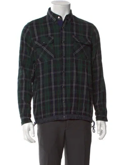 Pre-owned Sacai Plaid Print Long Sleeve Shirt In Green