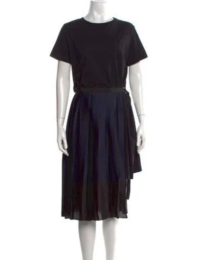 Pre-owned Sacai Plaid Print Midi Length Dress In Black
