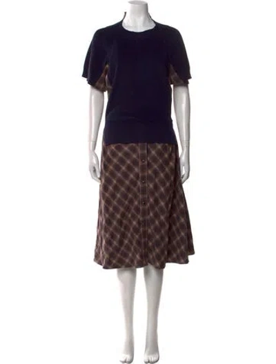 Pre-owned Sacai Plaid Print Midi Length Dress In Multi