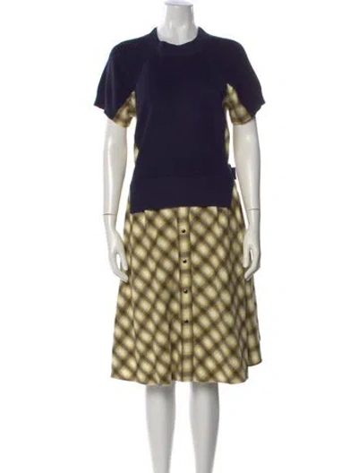 Pre-owned Sacai Plaid Print Midi Length Dress In Multi