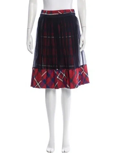Pre-owned Sacai Plaid Print Midi Length Skirt In Black