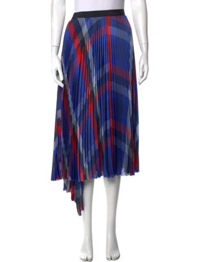 Pre-owned Sacai Plaid Print Midi Length Skirt In Blue