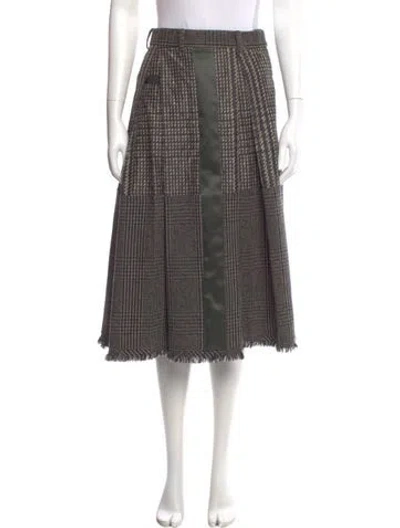 Pre-owned Sacai Plaid Print Midi Length Skirt In Gray
