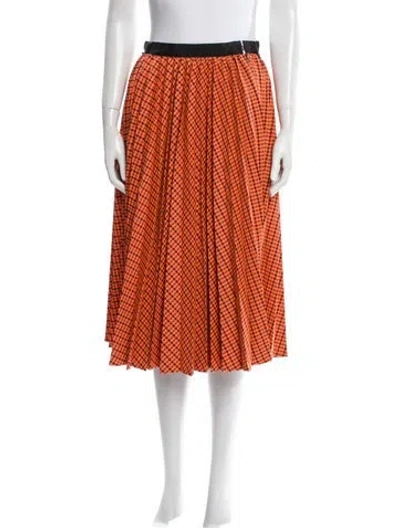 Pre-owned Sacai Plaid Print Midi Length Skirt In Orange
