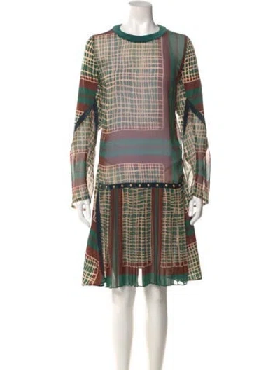 Pre-owned Sacai Plaid Print Mini Dress In Green