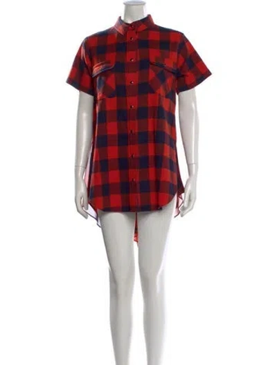 Pre-owned Sacai Plaid Print Mini Dress In Red