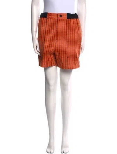 Pre-owned Sacai Plaid Print Mini Shorts In Orange