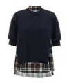 Sacai Knitted Panel Shirt Shirt And Blouse Multicolor In Multi
