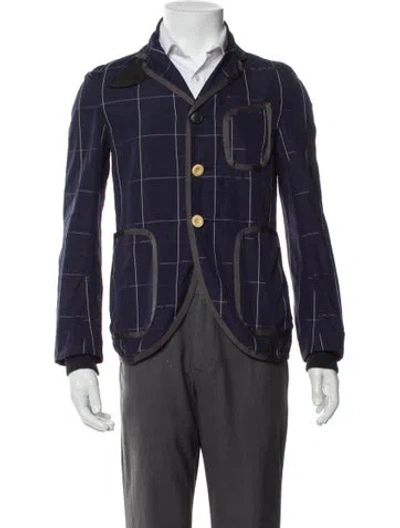 Pre-owned Sacai Plaid Print Trucker Jacket In Blue