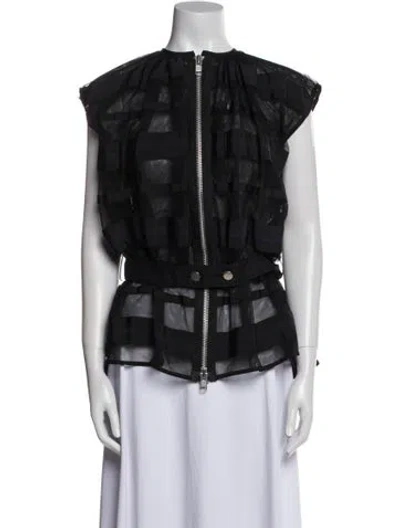 Pre-owned Sacai Plaid Print Vest In Black