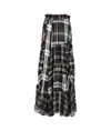 Sacai Patchwork Checked Chiffon Maxi Skirt In Black