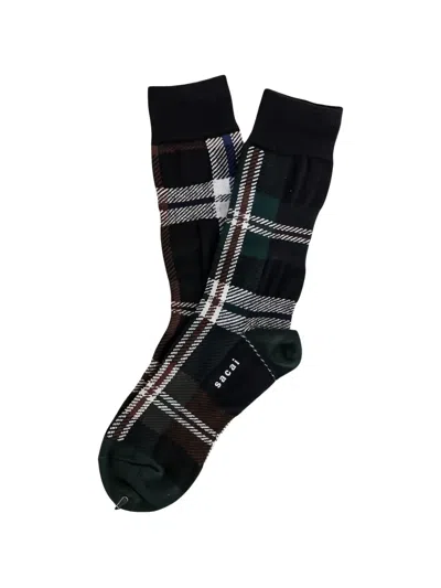 Sacai Plaid Socks In Black