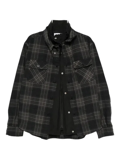 Sacai Plaided Jacket In Black