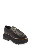 Sacai Black Platform Loafers In Black