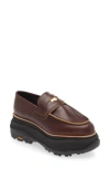 Sacai Platform Penny Loafer In Burgundy