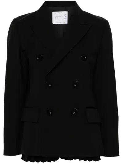 Sacai Doppelreihiger Blazer In Black