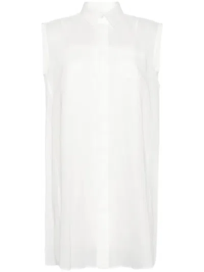 Sacai Pleat-detail Shirt Dress In White