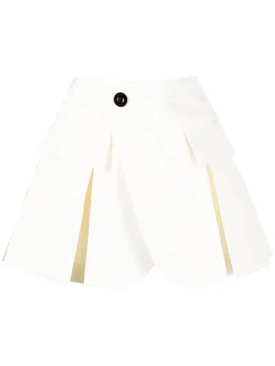 Sacai Pleated A-line Short Shorts In White