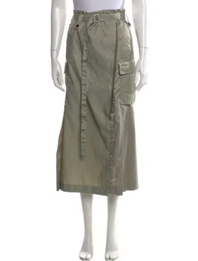 Pre-owned Sacai Pleated Accents Long Skirt In Green