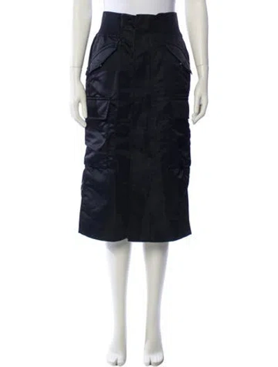 Pre-owned Sacai Pleated Accents Midi Length Skirt In Black