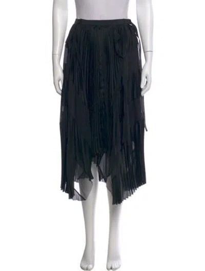 Pre-owned Sacai Pleated Accents Midi Length Skirt In Black