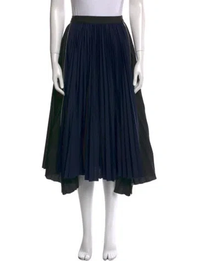 Pre-owned Sacai Pleated Accents Midi Length Skirt In Blue