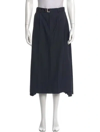 Pre-owned Sacai Pleated Accents Midi Length Skirt In Blue