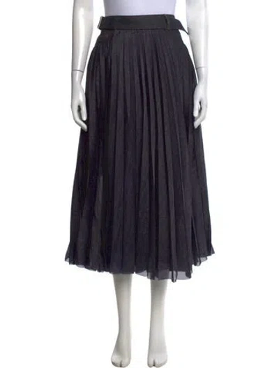 Pre-owned Sacai Pleated Accents Midi Length Skirt In Blue
