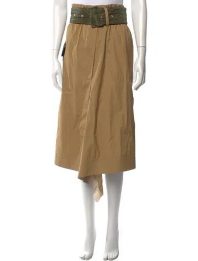 Pre-owned Sacai Pleated Accents Midi Length Skirt In Brown