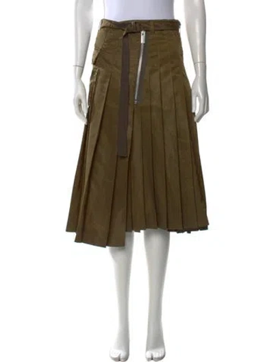 Pre-owned Sacai Pleated Accents Midi Length Skirt In Green