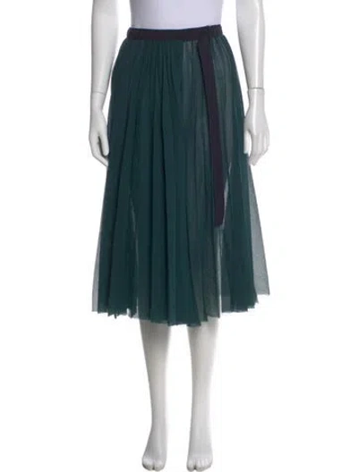 Pre-owned Sacai Pleated Accents Midi Length Skirt In Green