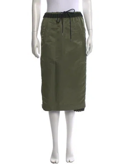 Pre-owned Sacai Pleated Accents Midi Length Skirt In Green