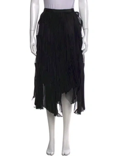 Pre-owned Sacai Pleated Accents Midi Length Skirt W/ Tags In Black