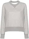 Sacai Pleated Back Cotton Pullover In Grey