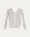 Sacai Pleated-back Knit Button Down Cardigan In Lgray X Off White