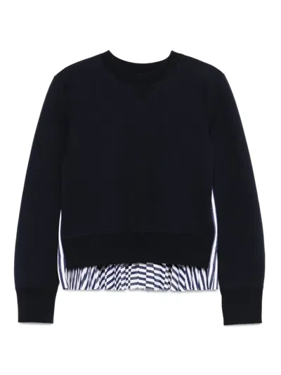 Sacai Pleated Back-panel Sweatshirt In Black