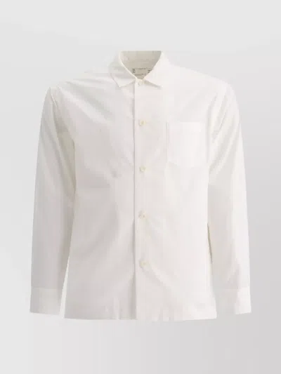 Sacai Pleated Back Shirt With Chest Pocket In White