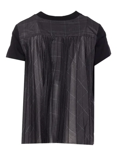 Sacai Pleated-back T-shirt In Black