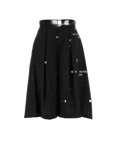 Sacai Pleated Bermuda Shorts In Black