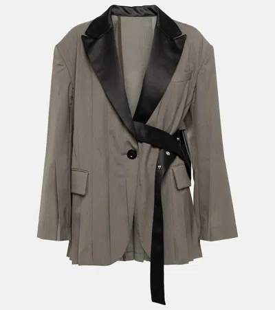 Sacai Pleated Blazer In Taupe
