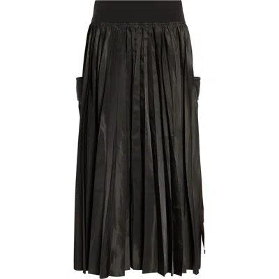 Sacai Pleated Cargo Midi Skirt In Black