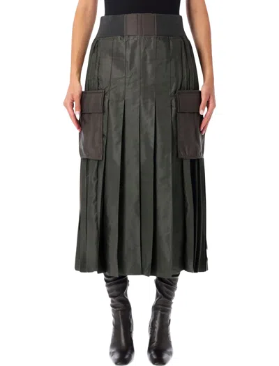 Sacai Pleated Cargo Midi Skirt In Black