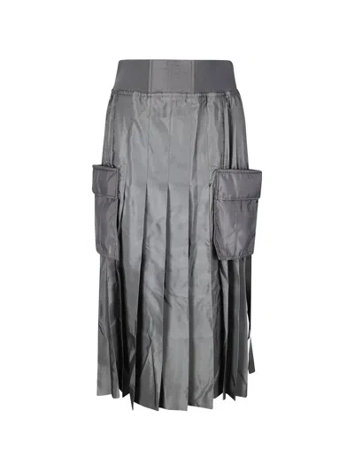 Sacai Pleated Cargo Skirt In Gray
