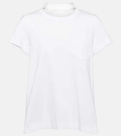 Sacai Contrasting-panels Jersey T-shirt In White