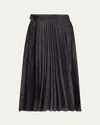Sacai Pleated Grey Skirt With Denim And Soft Fabric Construction In Black
