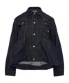 Sacai Navy Pleated Denim Jacket In Blue