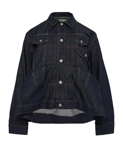 SACAI PLEATED DENIM JACKET