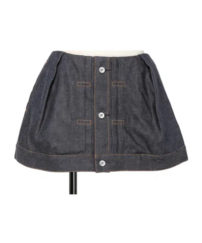Sacai Pleated Denim Shorts In Black